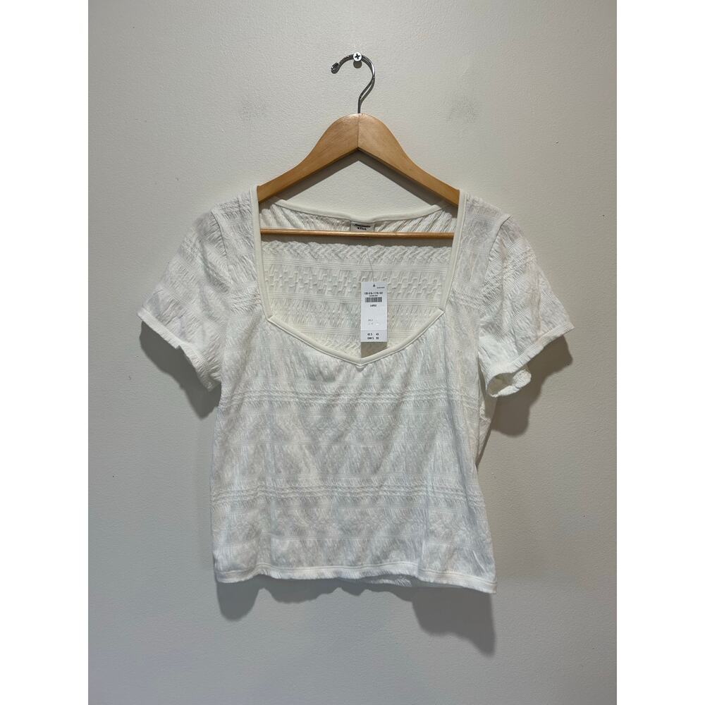 Abercrombie & Fitch white top NWT womens size L cropped short sleeve